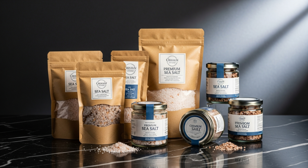 Premium Bali sea salt export packaging for global markets