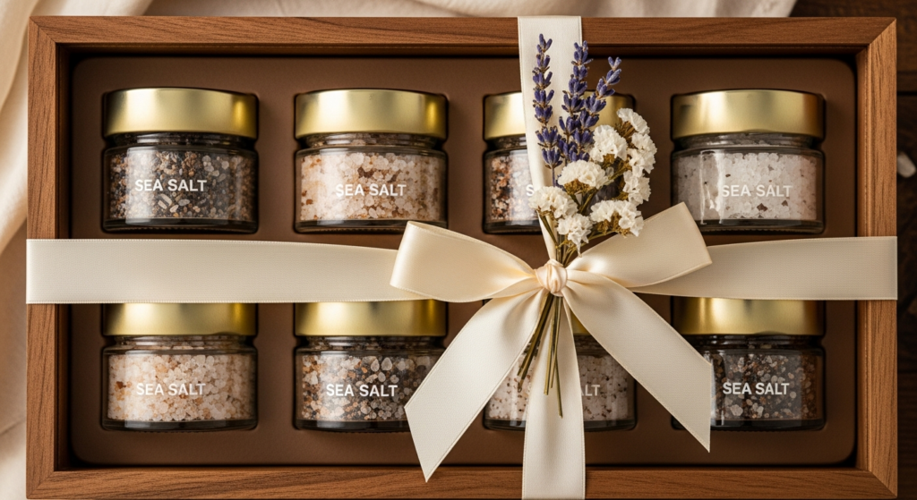 Premium Bali salt gift set collection in luxury packaging